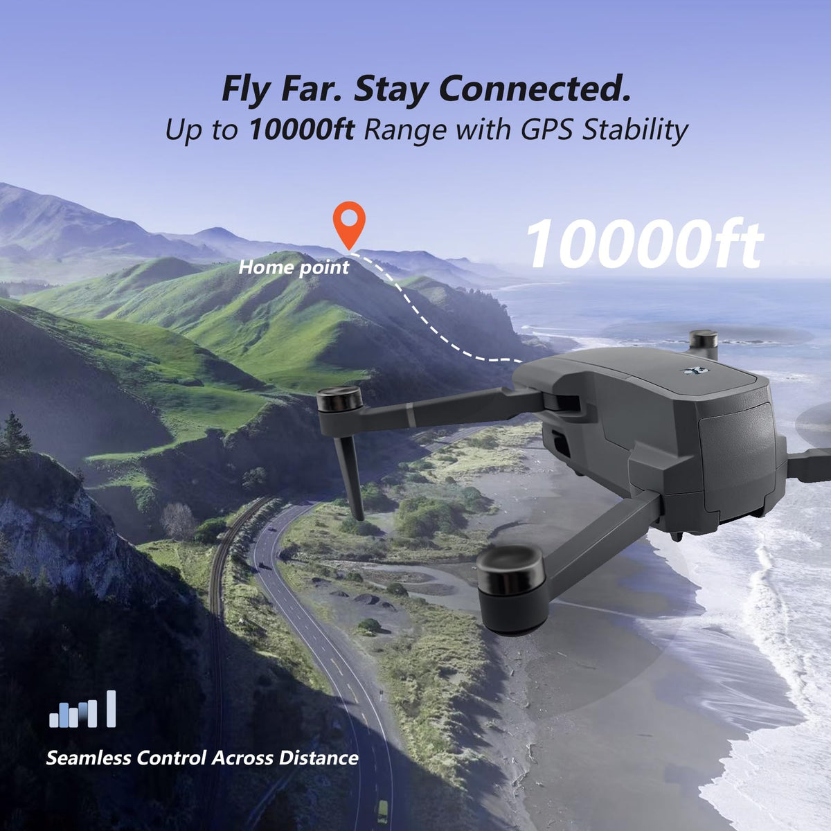 4K Camera GPS Drone with 3 Batteries, 4.5" HD Screen Remote, Foldable RC Quadcopter X852373
