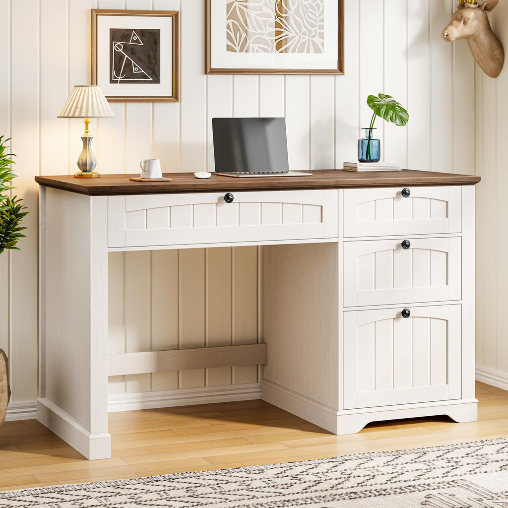 47" White Executive Desk with 4 Drawers Y3418