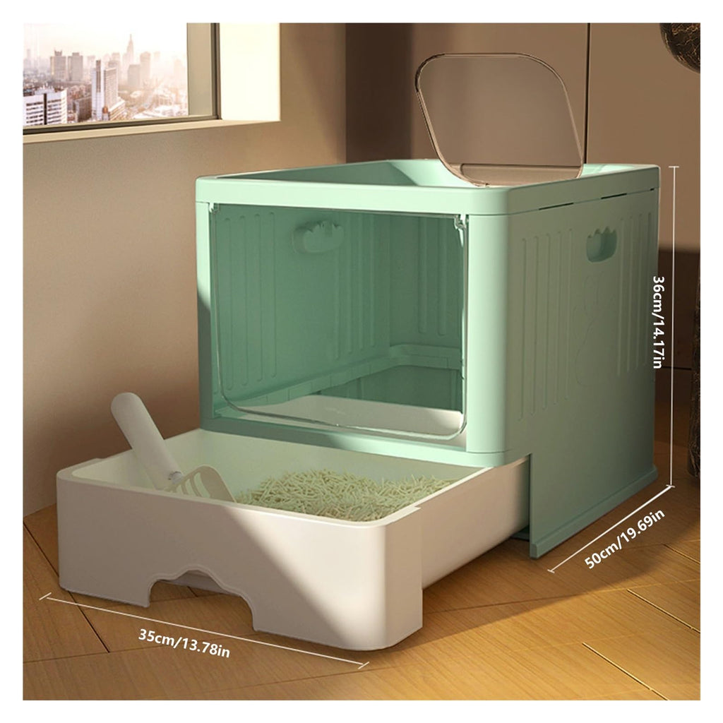Large Anti-Splash Top Entry Cat Litter Box with Lid and Litter Scoop X765308