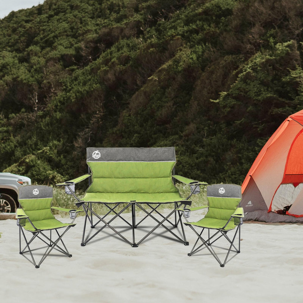 Green Folding Padded Camping Chair Set of 3 C274179