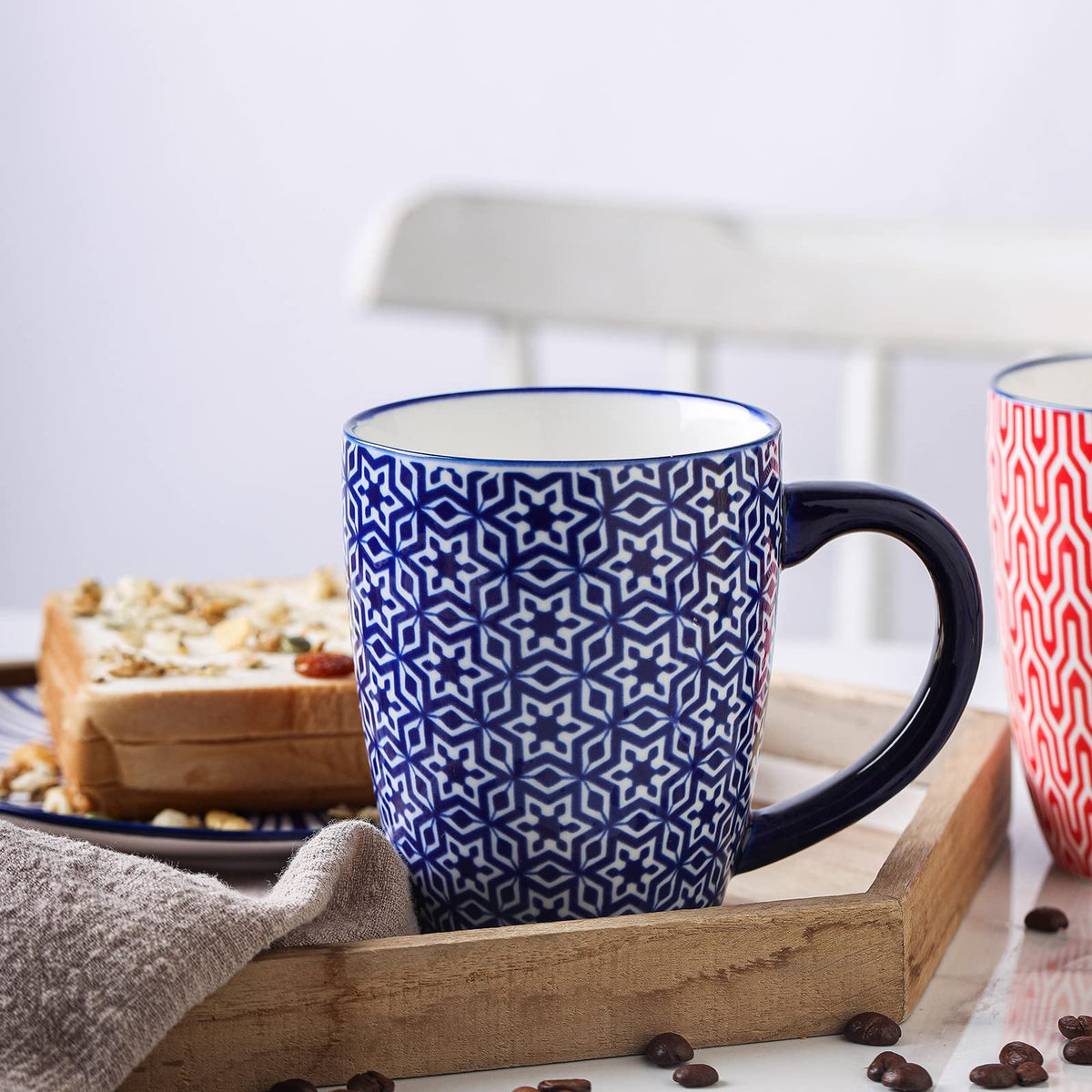 Ceramic Coffee Mugs Set 16 oz + Dinnerware Sets 12-Pieces R8554