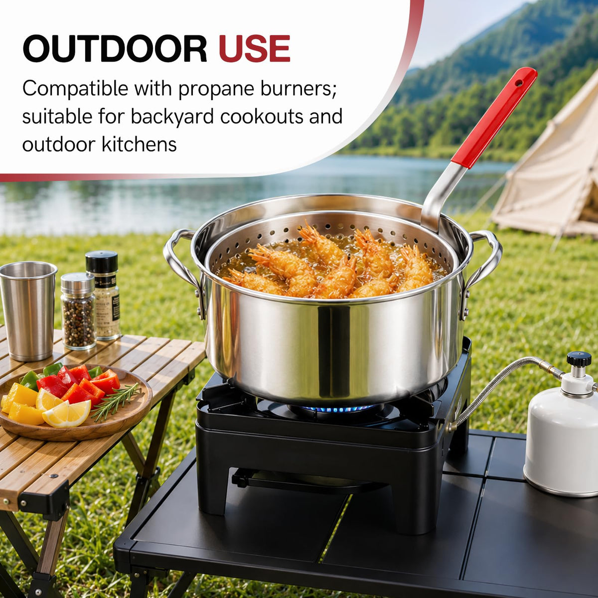 10 QT Stainless Steel Deep Fryer Pot with Basket O7482