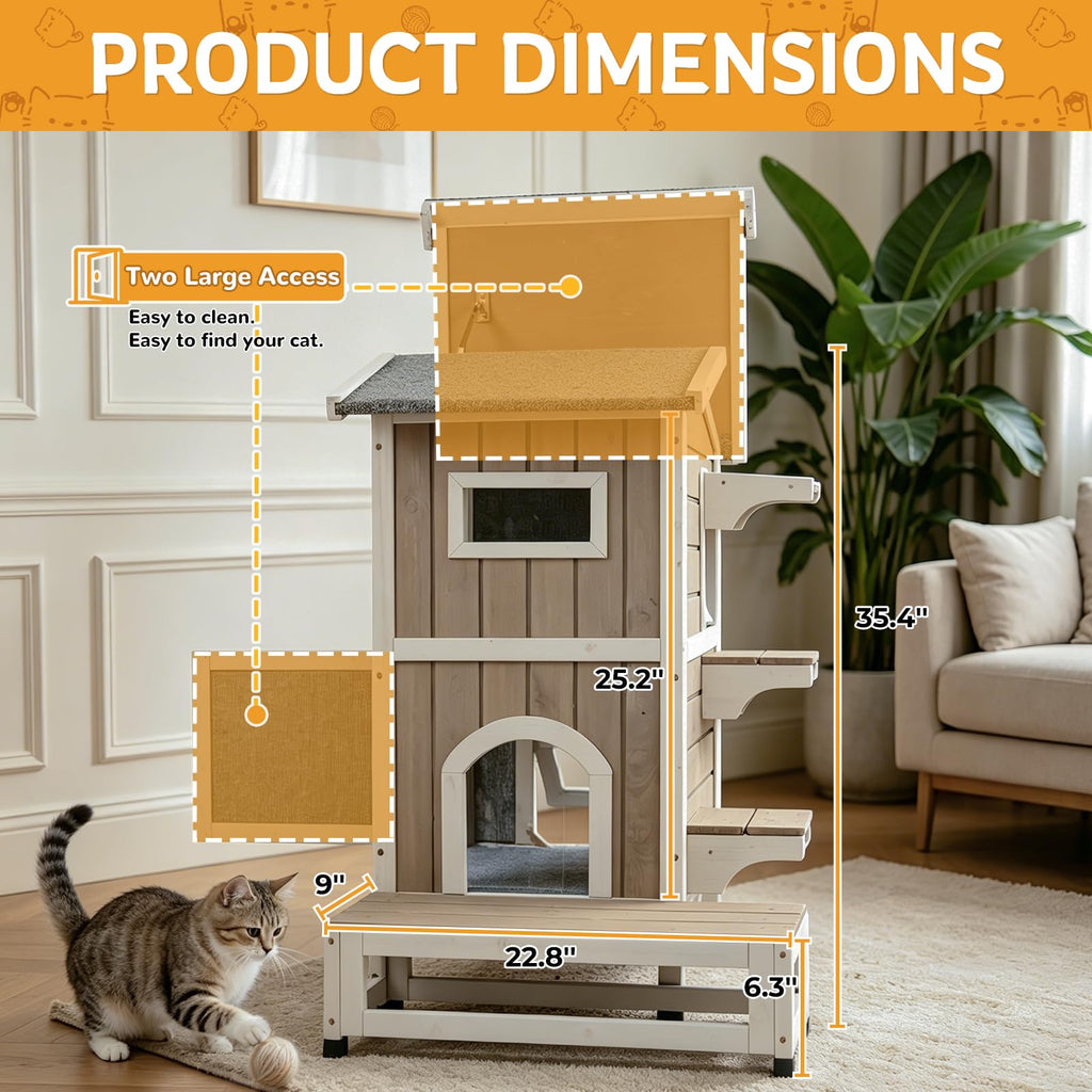 Weatherproof Wooden Outdoor Cat House J57409