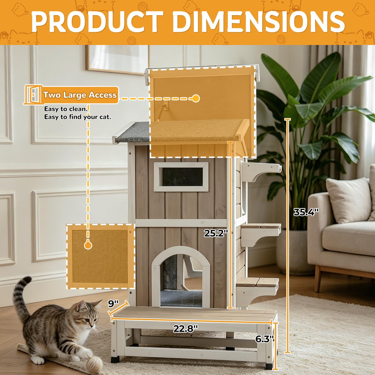 Weatherproof Wooden Outdoor Cat House J57409