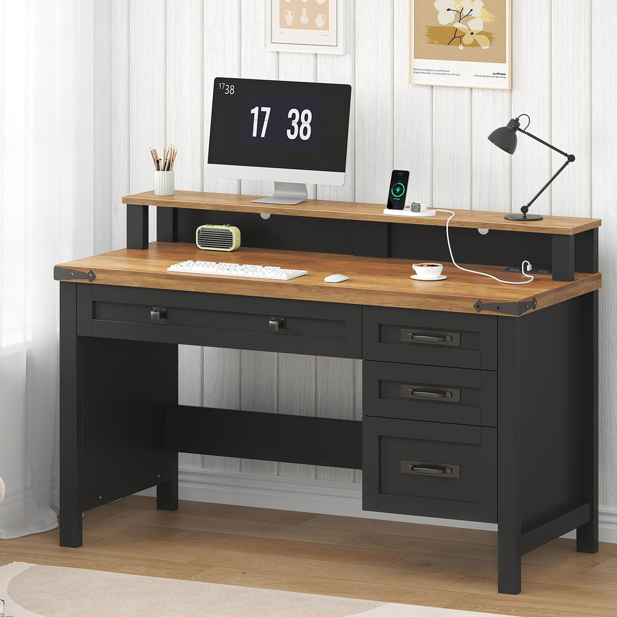 47" Computer Desk with Drawers W729