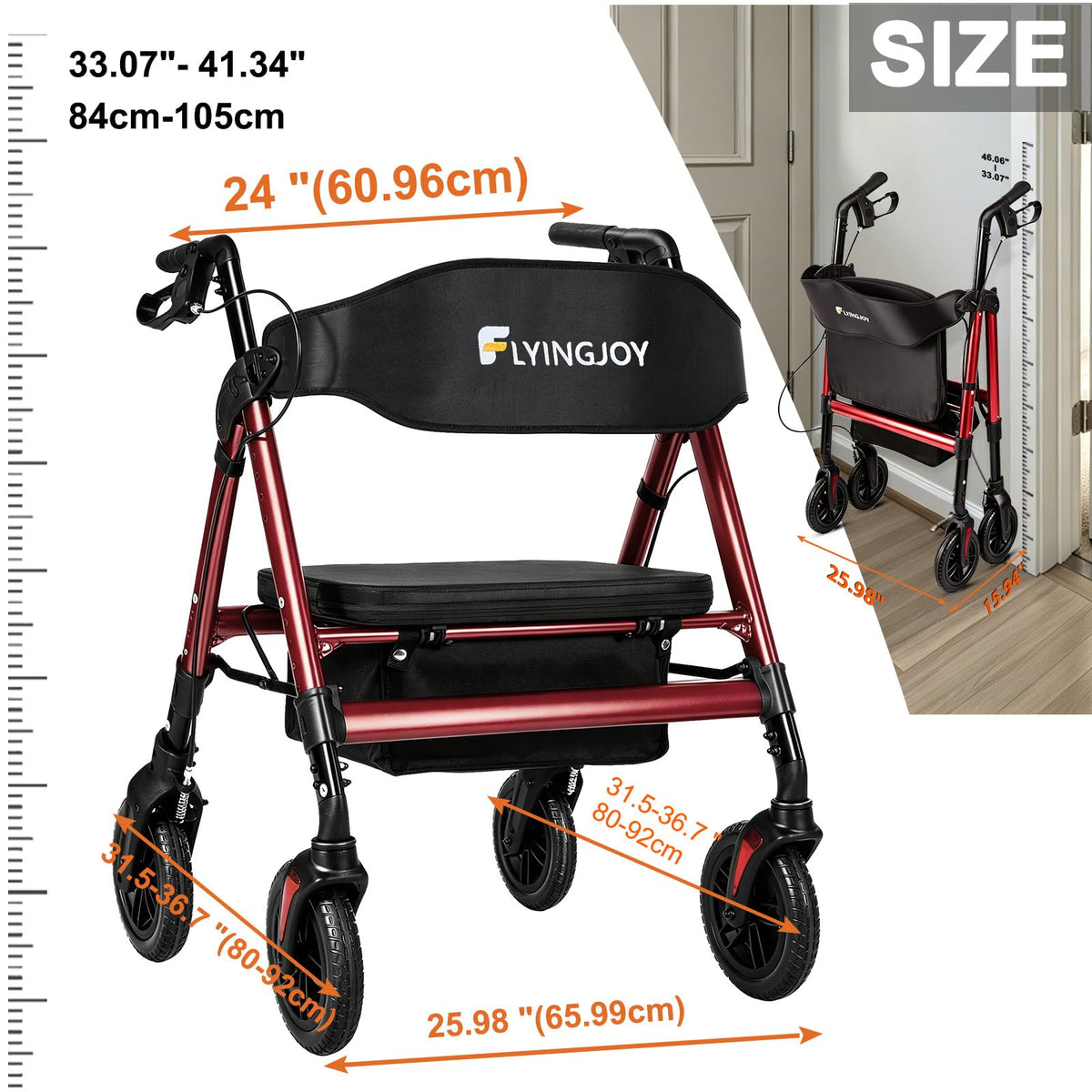 Heavy-Duty Bariatric Rollator Walker with Seat S173