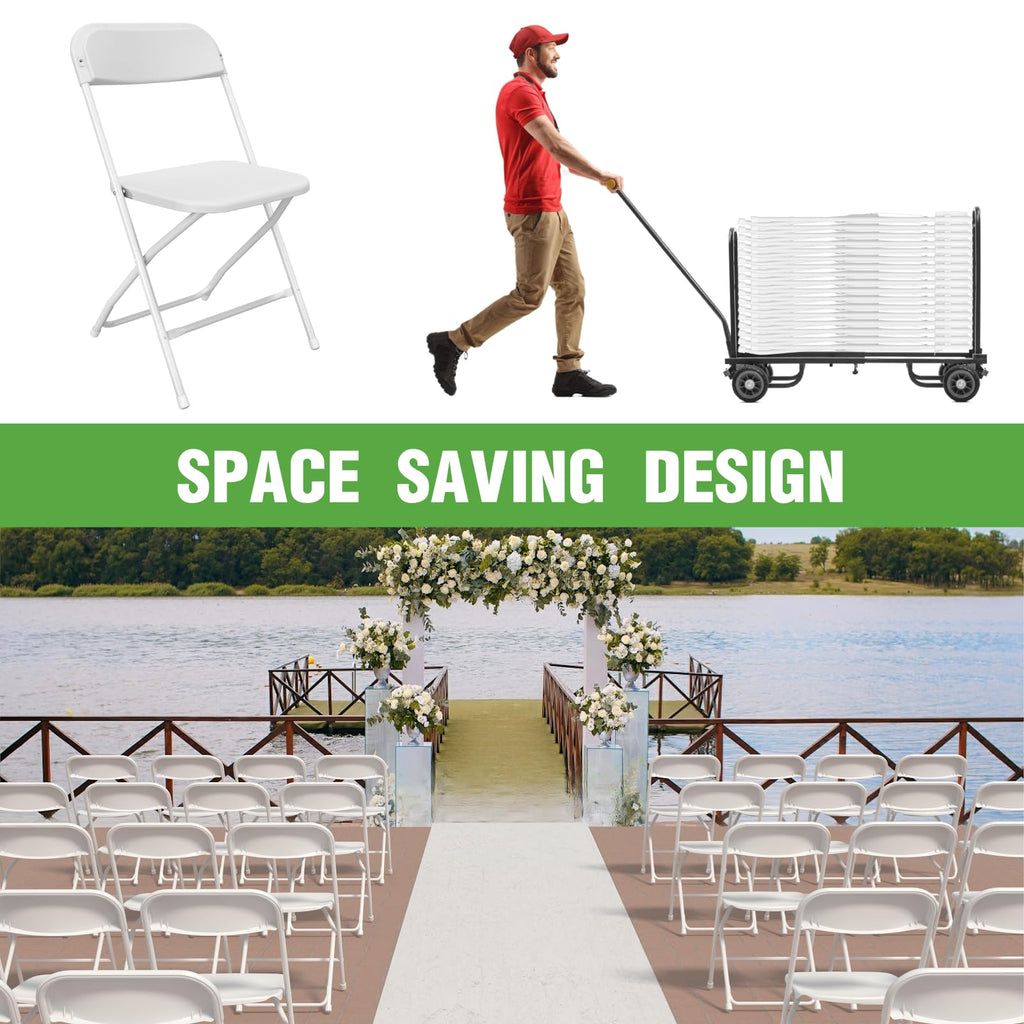 10 Pack White Plastic Folding Chair with Steel Frame M702