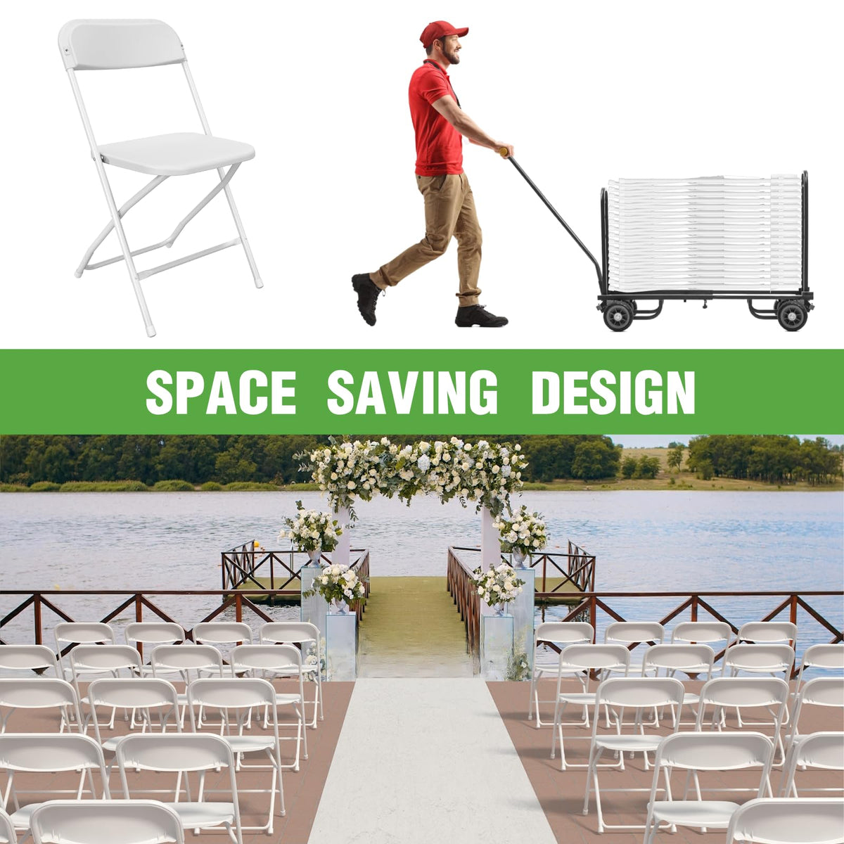 10 Pack White Plastic Folding Chair with Steel Frame M702