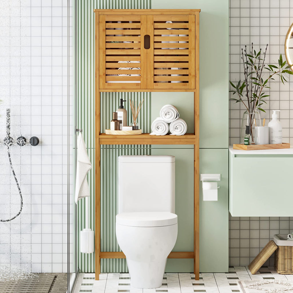 Over The Toilet Storage Cabinet with Adjustable Shelves Bamboo M1295