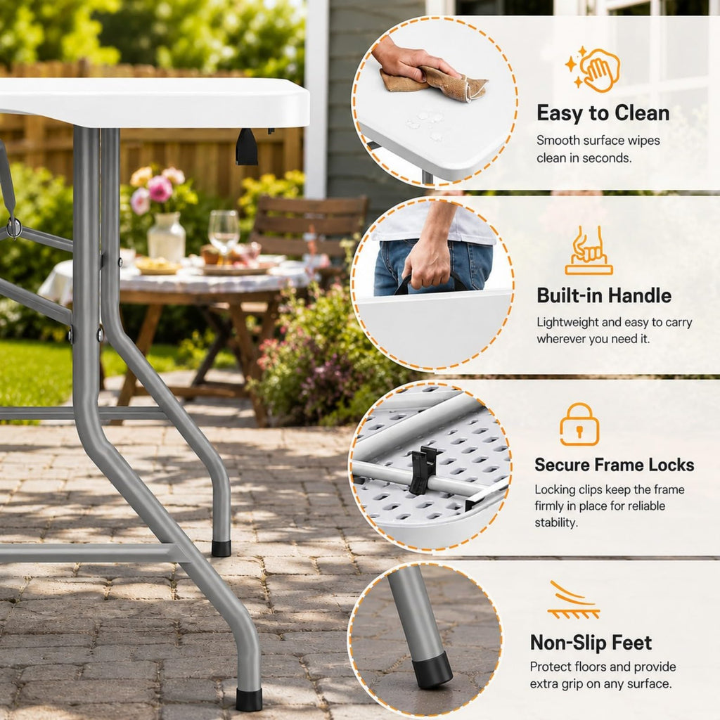6FT Folding Table White D330