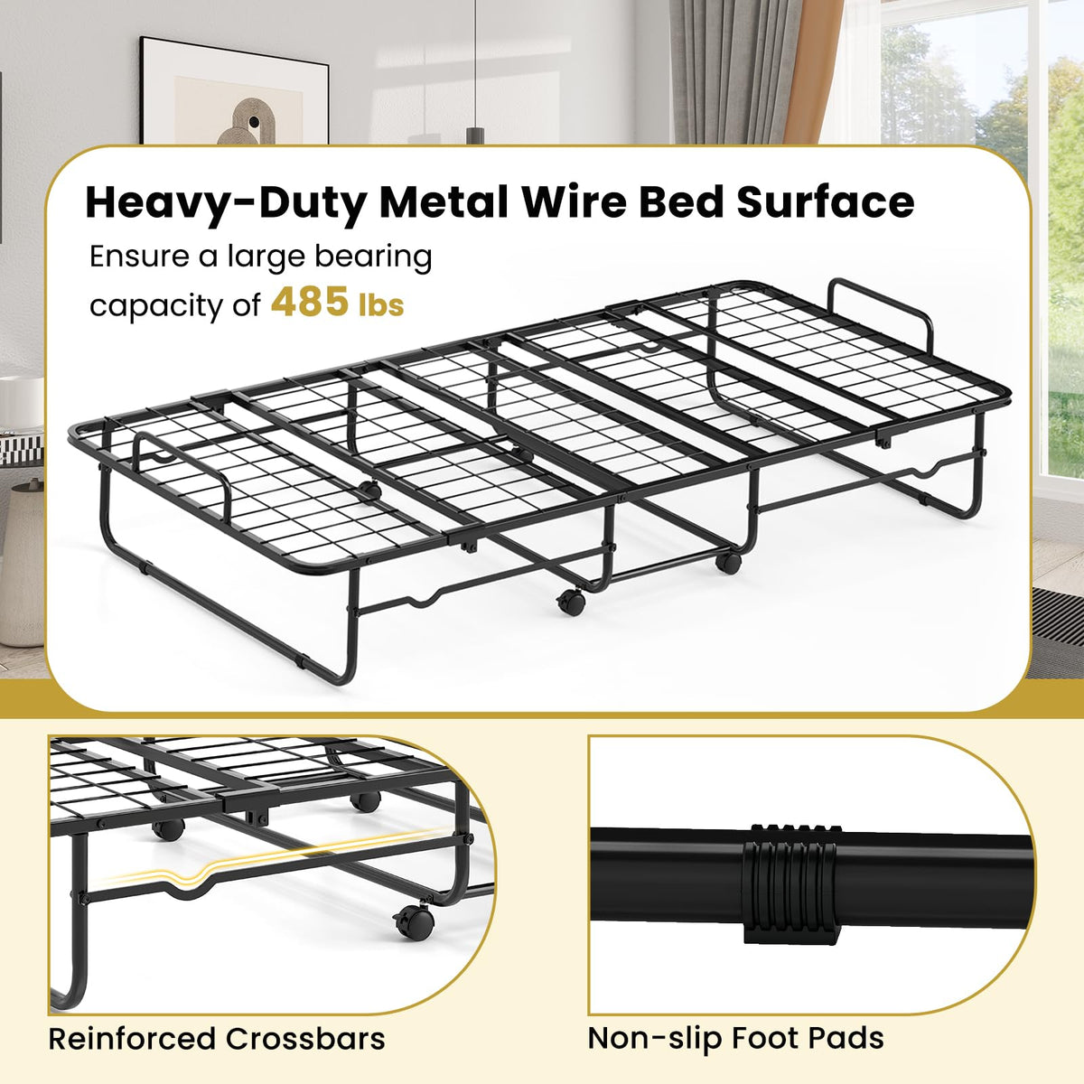 Twin Folding Bed with Mattress Y4451