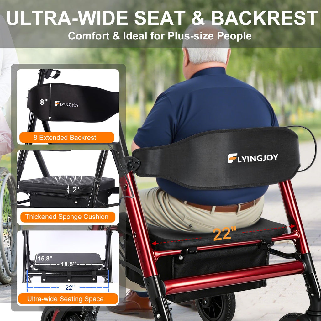 Heavy-Duty Bariatric Rollator Walker with Seat S173