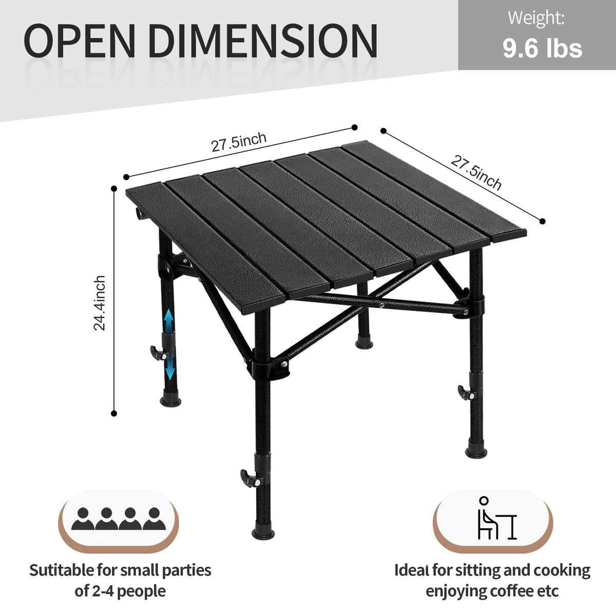 Lightweight Compact Aluminum Camping Table with Carry Bag L27764