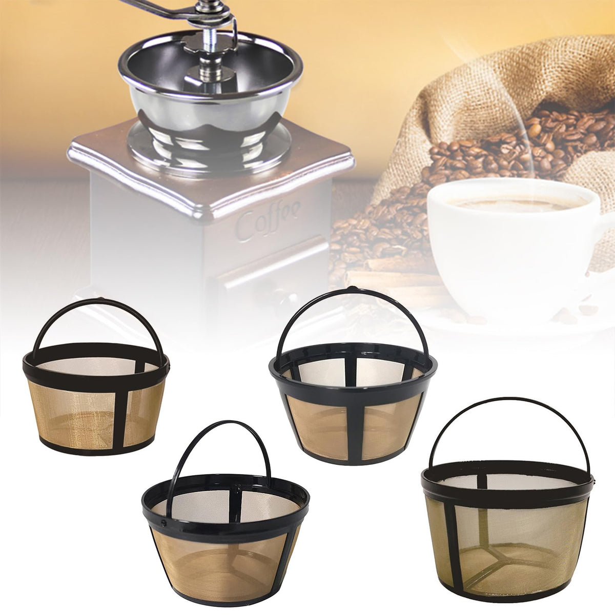 Golden Tone Coffee Filter for 4/6/8/12 Cup Coffee Maker T752