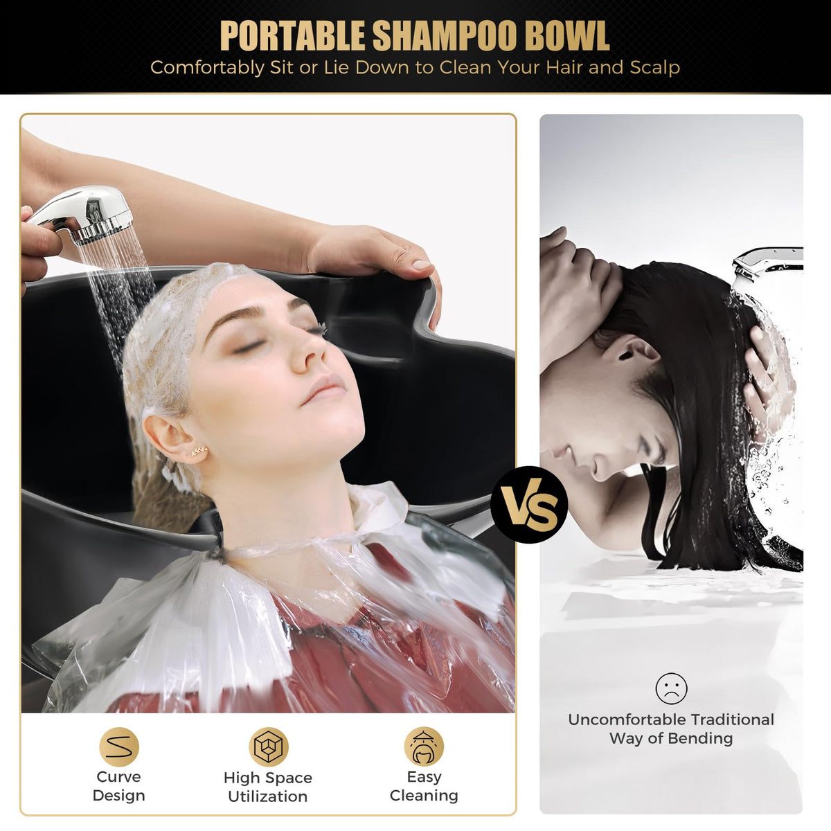 Portable Shampoo Bowl with Electric Pump and 4 Wheels Y72729