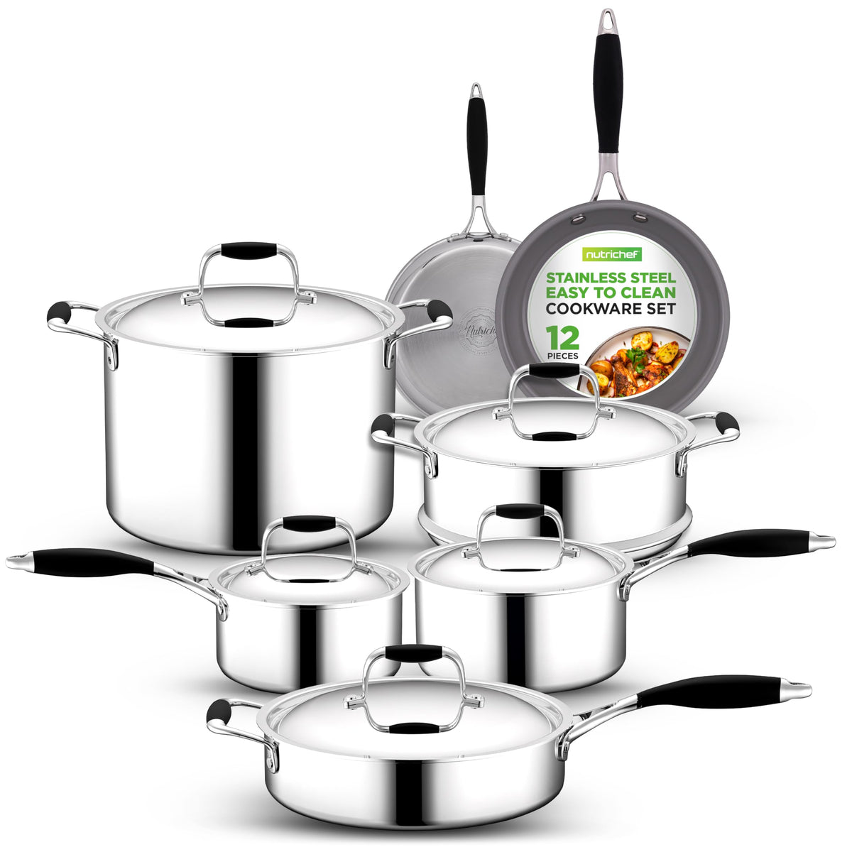 12-Piece Stainless Steel Non-Stick Cookware Set U506