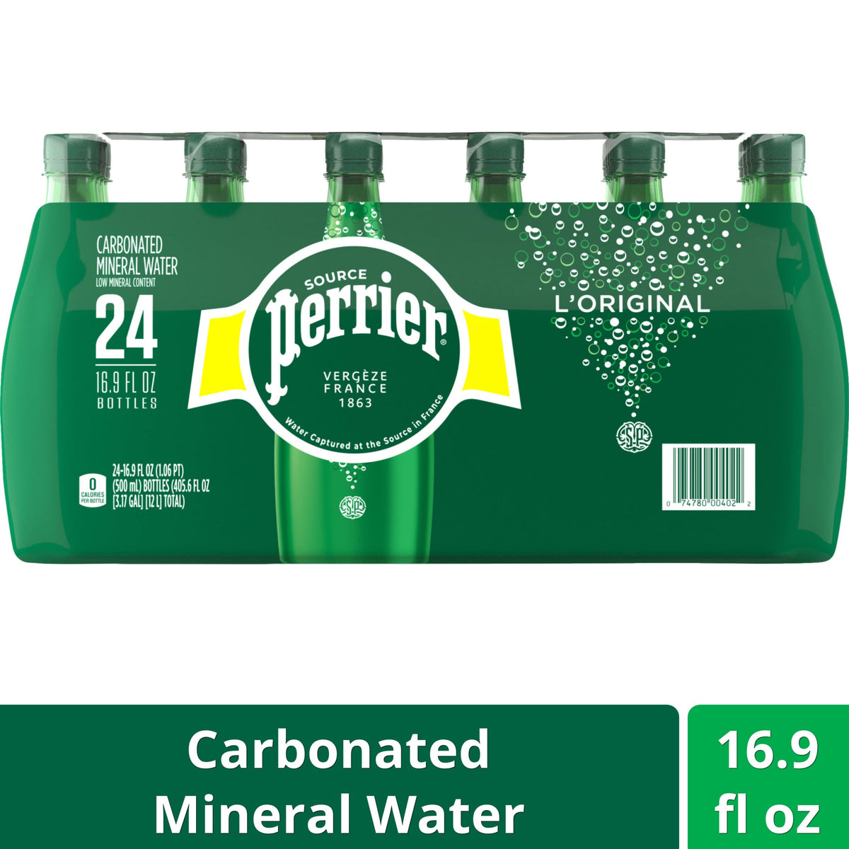 Carbonated Mineral Water Plastic Bottles 16.9 Fl Oz Pack of 24 P18476