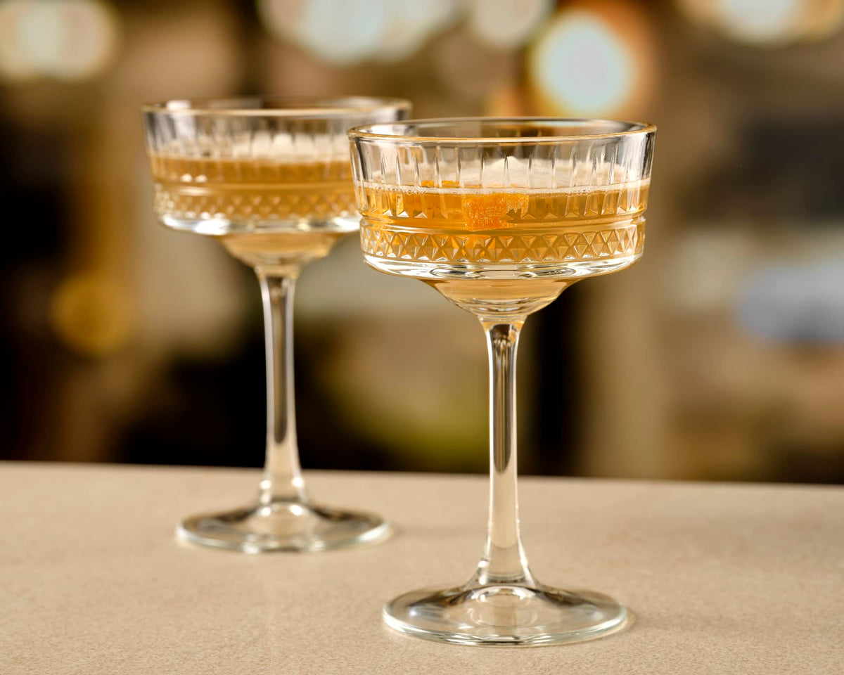 Vintage Coupe Glasses Set Of 6 Long Stem Glassware 8.8 oz M481