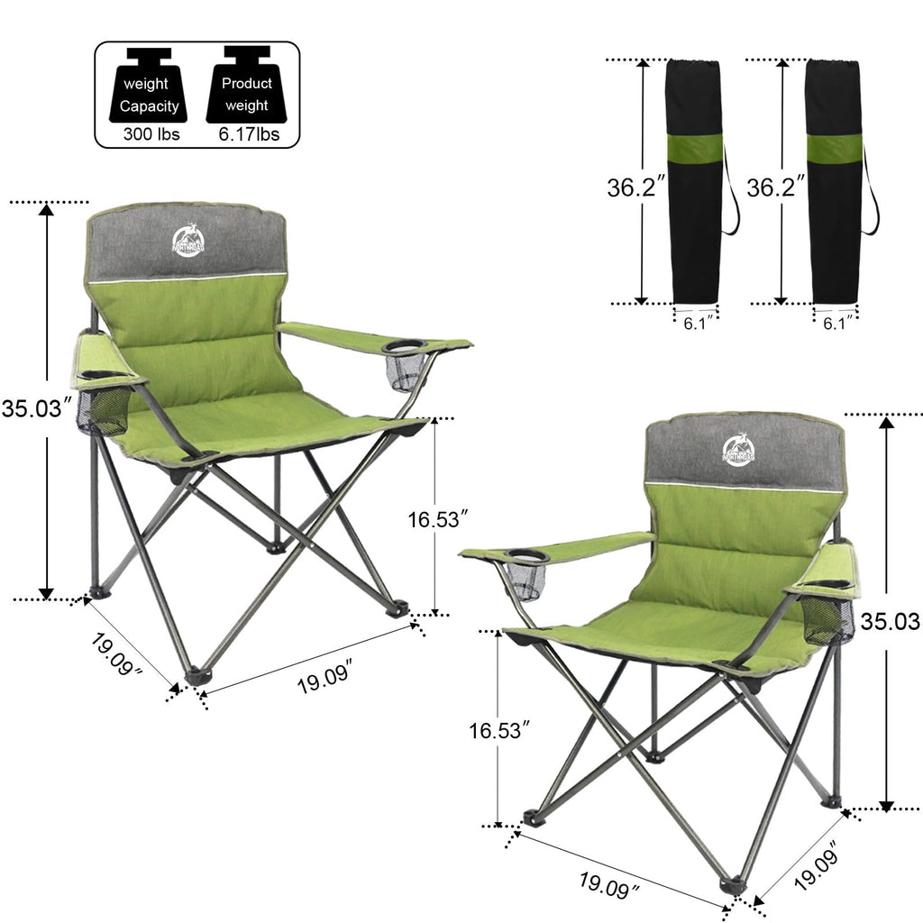 Green Folding Padded Camping Chair Set of 3 C274179