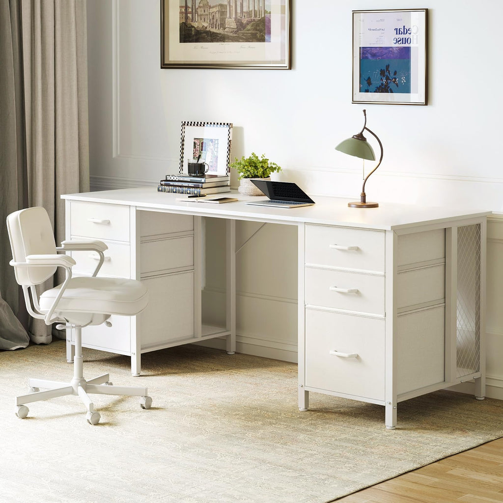 63 inch Computer Desk with 6 Fabric Drawers D6919