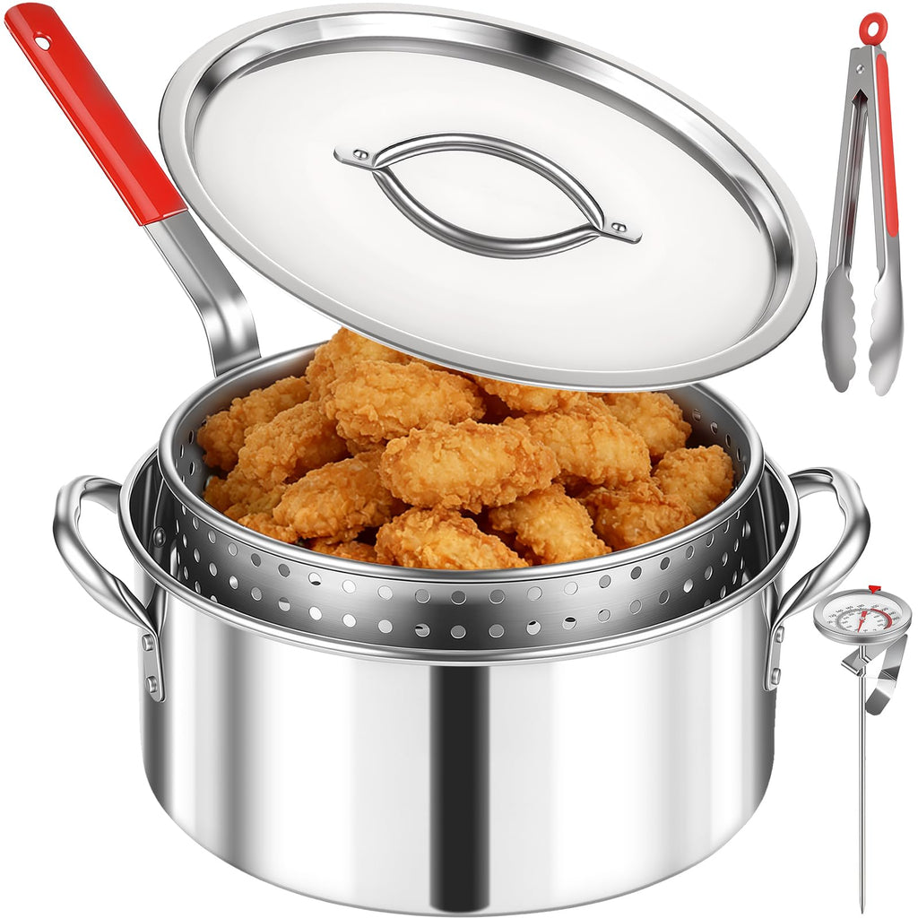 10 QT Stainless Steel Deep Fryer Pot with Basket O7482