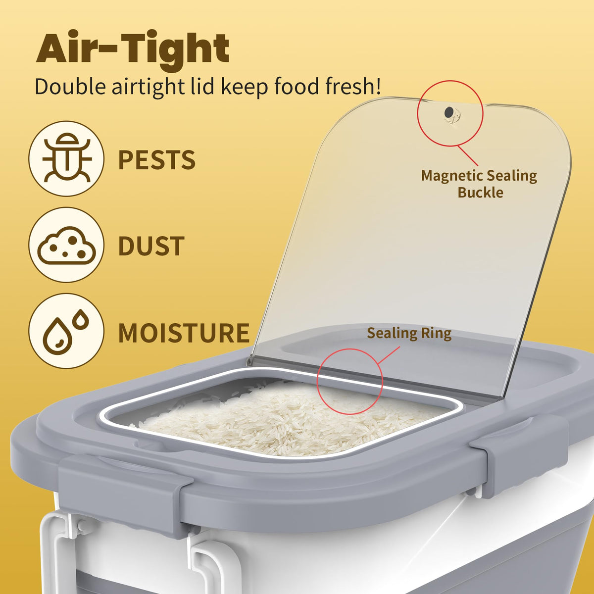 3 Pack Airtight Dog Food Storage Container with Bamboo Lids B4751