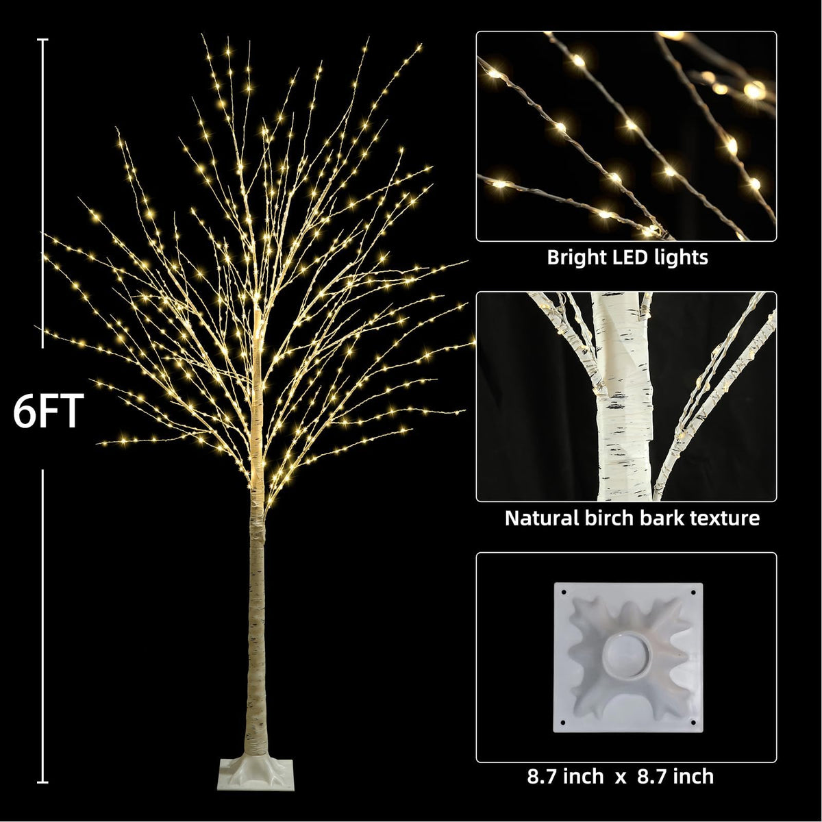 6FT Lighted Birch Tree J6939