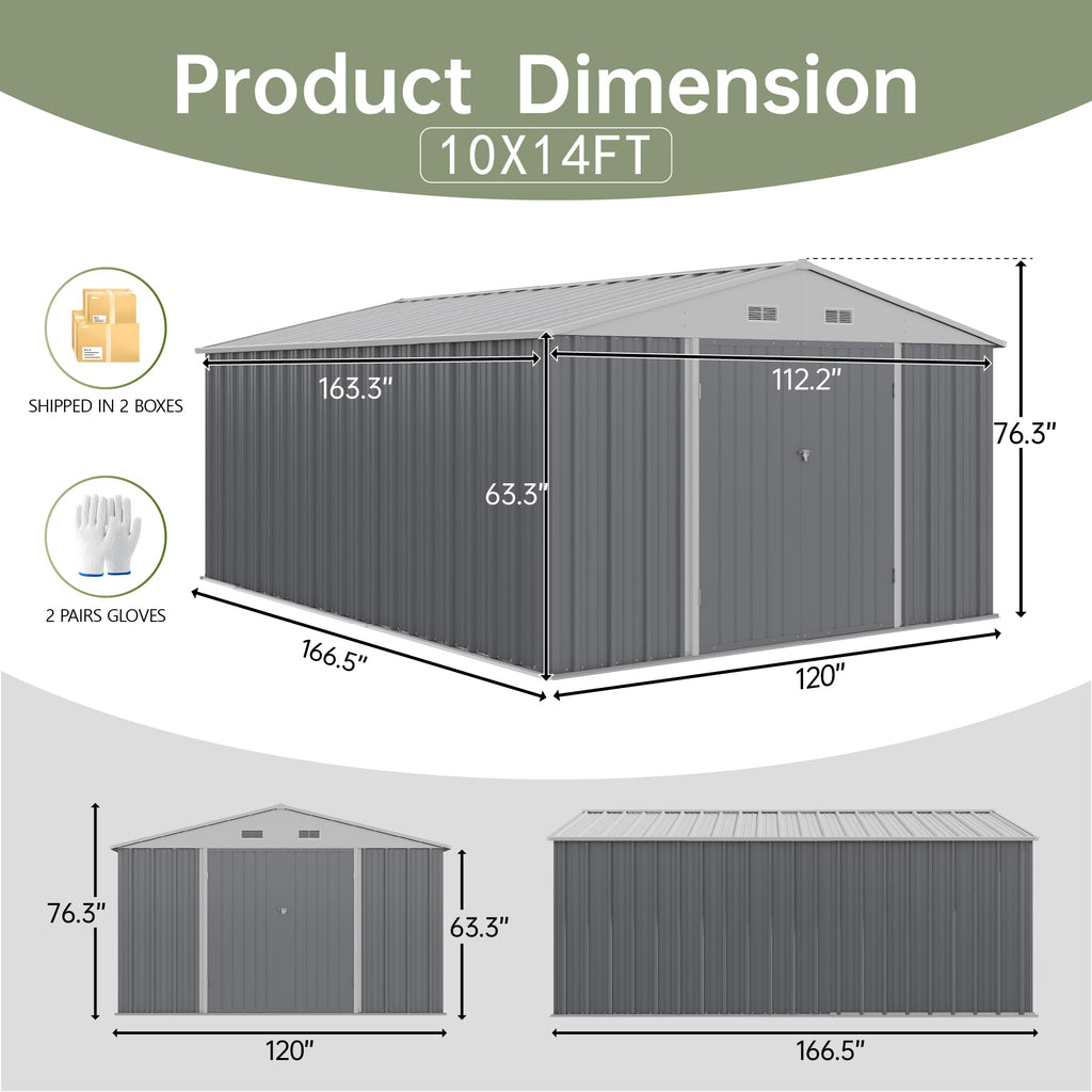 10x14 FT Outdoor Storage Shed J398
