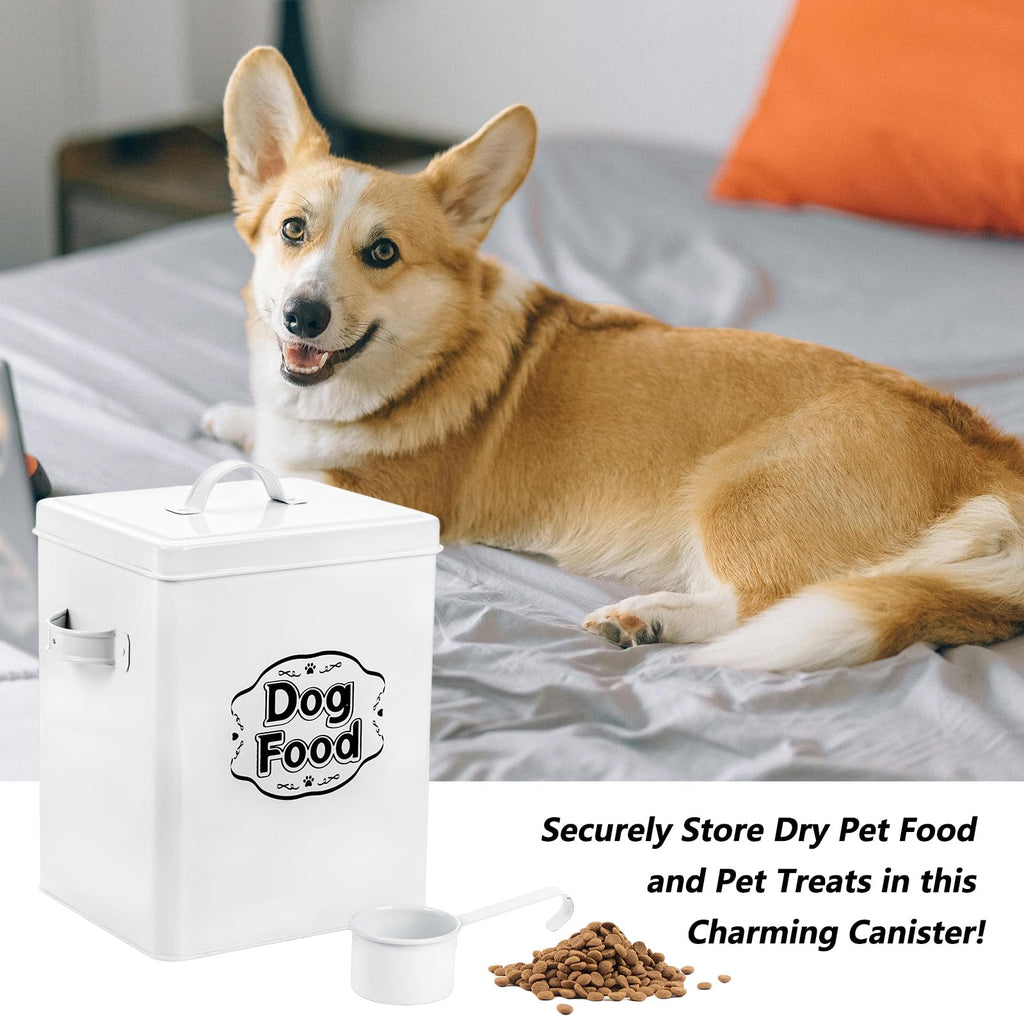 5-7 Lbs Metal Dog Food Storage Container with Lid and Scoop F16976