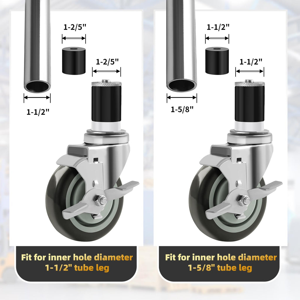4 Inches Stem Caster Set of 4 with Side Brake V258