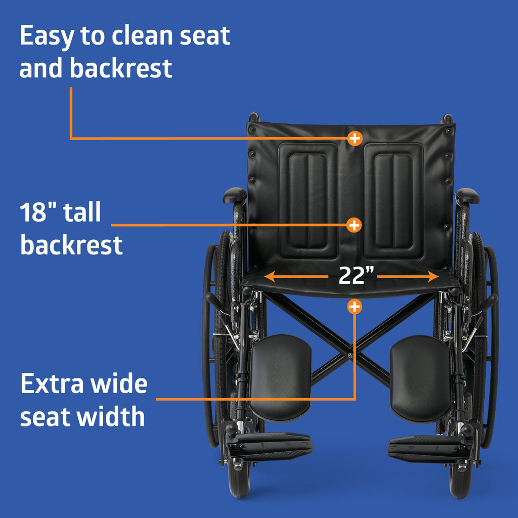 Extra-Wide Bariatric Wheelchair with 22" Wide Seat A9944