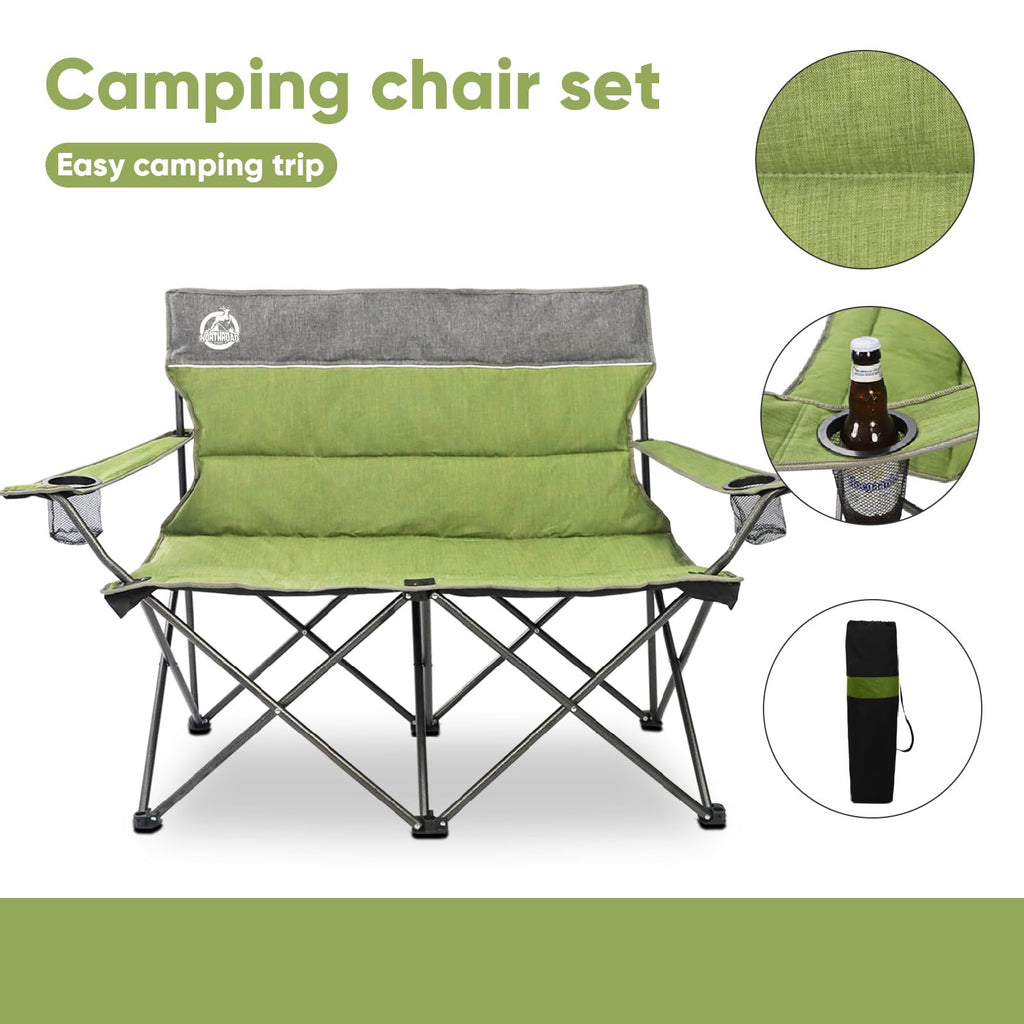 Green Folding Padded Camping Chair Set of 3 C274179