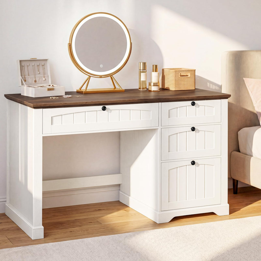 47" White Executive Desk with 4 Drawers Y3418