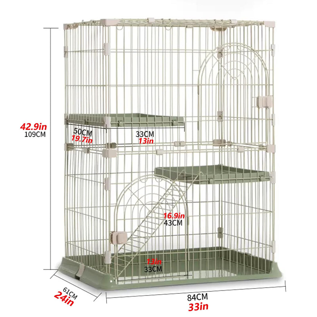 3/4-Tier Wire Cat Cage Playpen Kennel with Hammock and 3 Platforms F1026