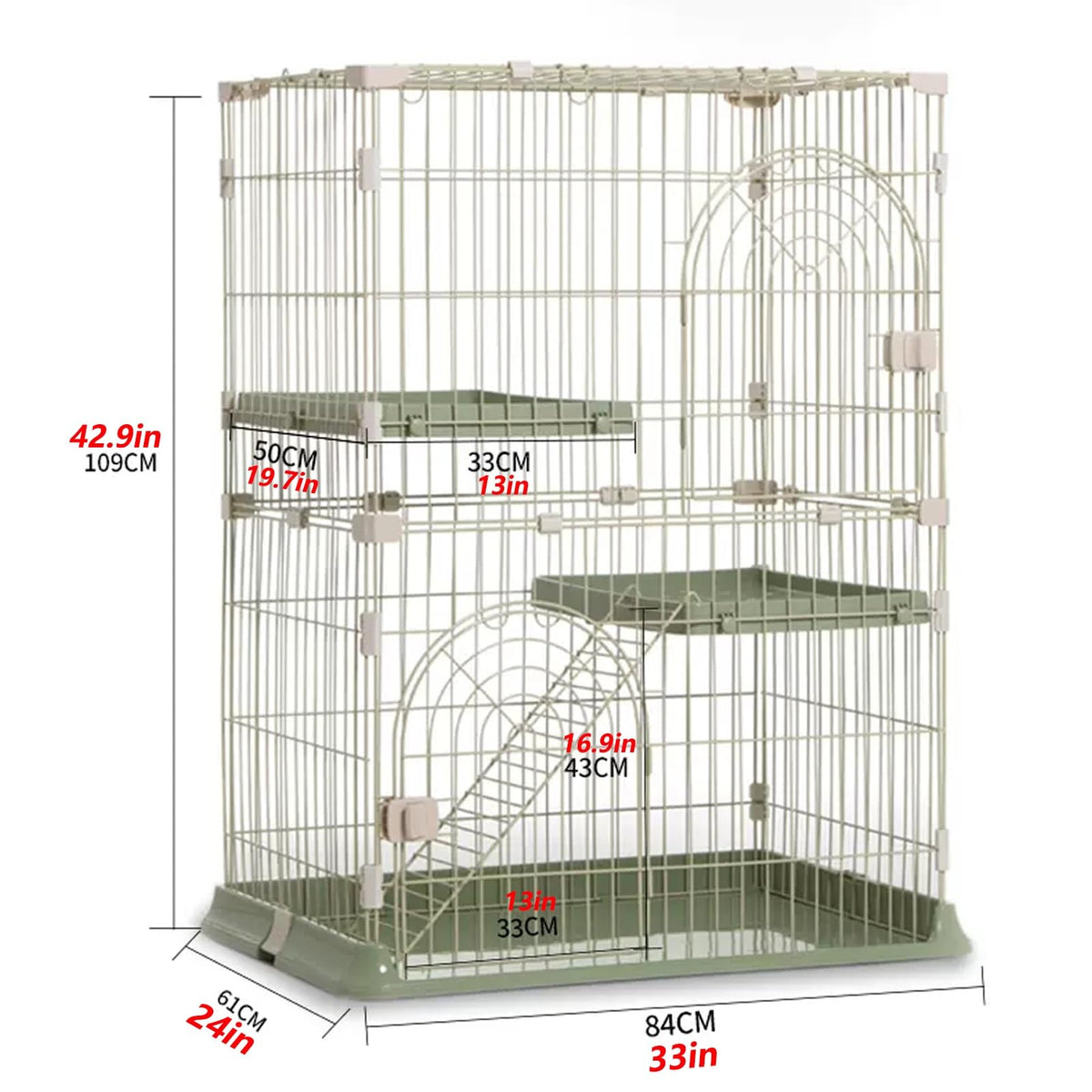 3/4-Tier Wire Cat Cage Playpen Kennel with Hammock and 3 Platforms F1026