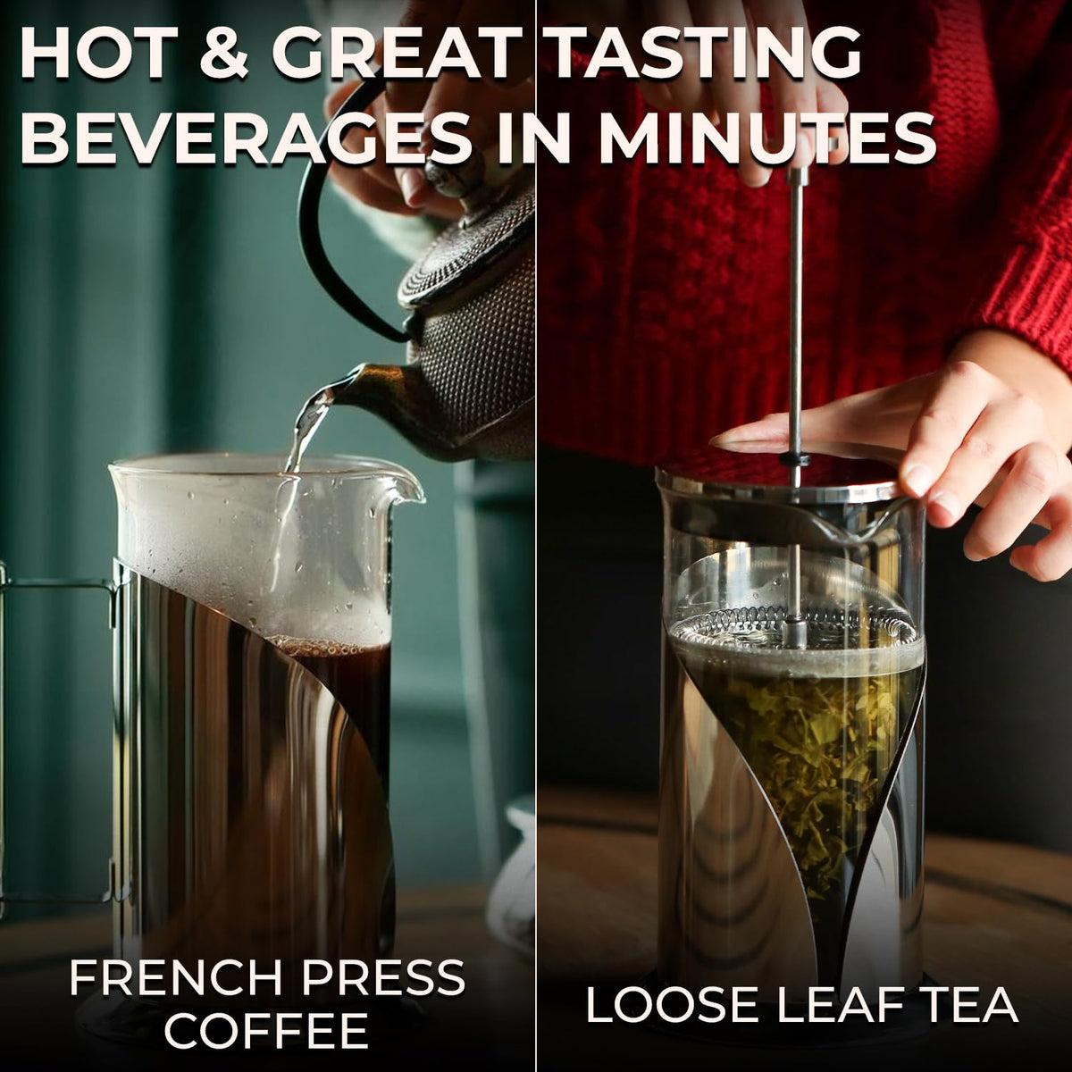 French Press Coffee Maker 34 oz Glass Stainless Steel H315469