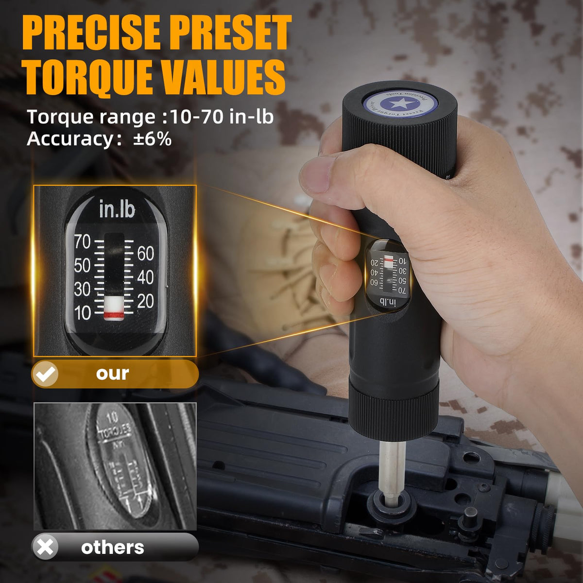 Torque Screwdriver with 12 Pieces Interchangeable Bits 1/4" Drive Black U998