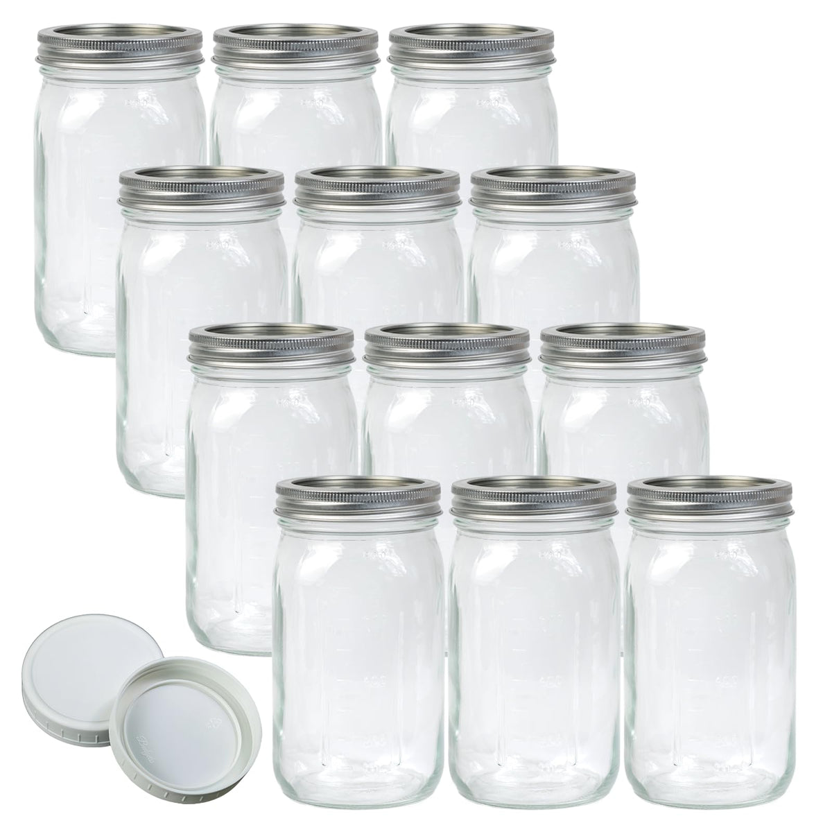 Wide Mouth Mason Jars 32 oz 12Pcs with Airtight Lids R271398