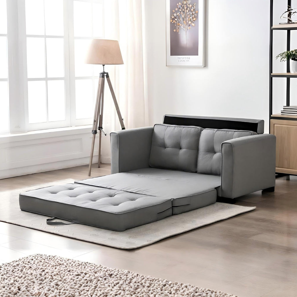 Light Gray Tufted Pull-Out Sleeper Loveseat T882