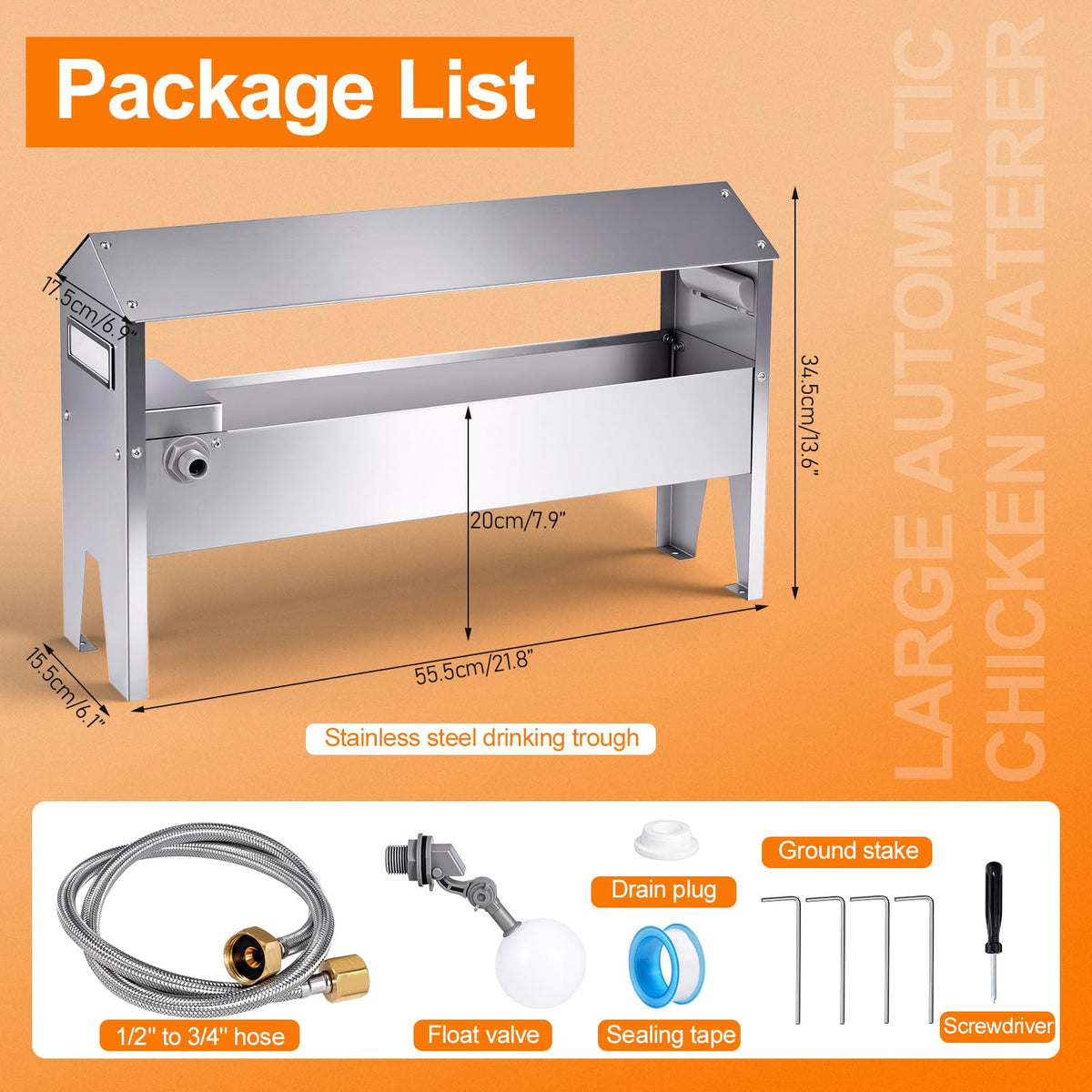 22'' Stainless Steel Automatic Chicken Waterer U489579