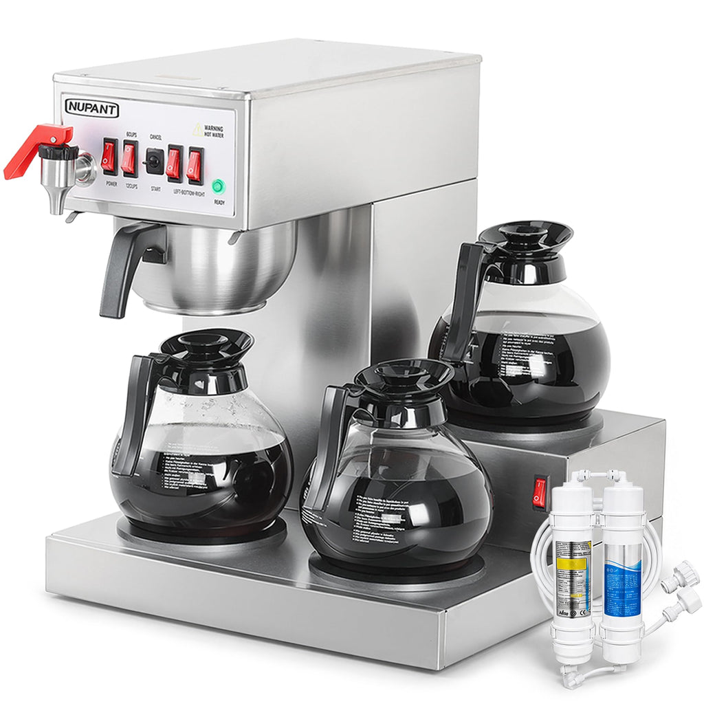 12 Cup Commercial Drip Coffee Maker with 3 Carafes Stainless Steel O5495
