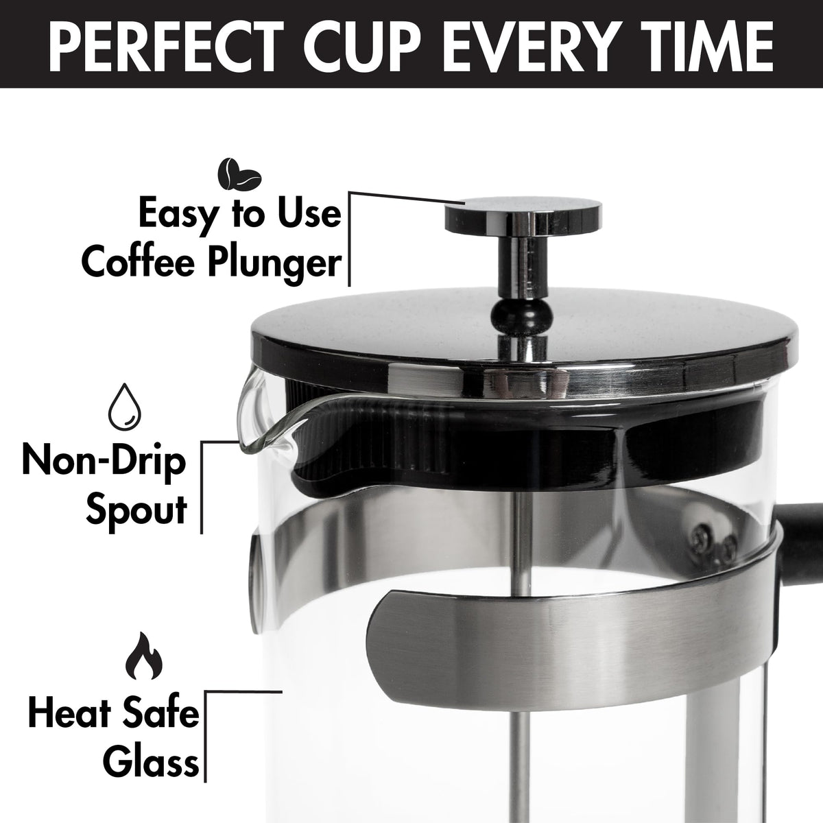 Borosilicate Glass French Press Coffee Maker 34-Ounces H673827