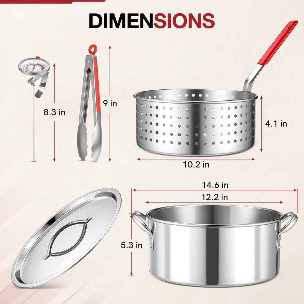 10 QT Stainless Steel Deep Fryer Pot with Basket O7482