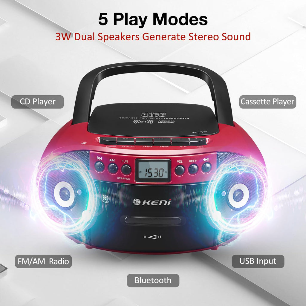 CD Cassette Player Boom Box with AM/FM Radio Q928018