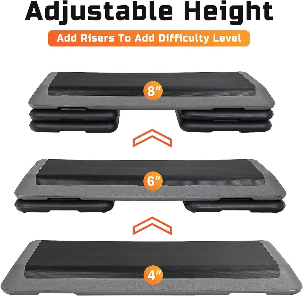 43" Adjustable Exercise Aerobic Step Platform with 4 Removable Risers Z3736
