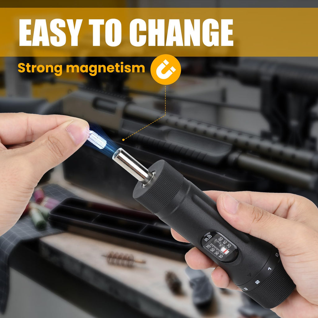 Torque Screwdriver with 12 Pieces Interchangeable Bits 1/4" Drive Black U998