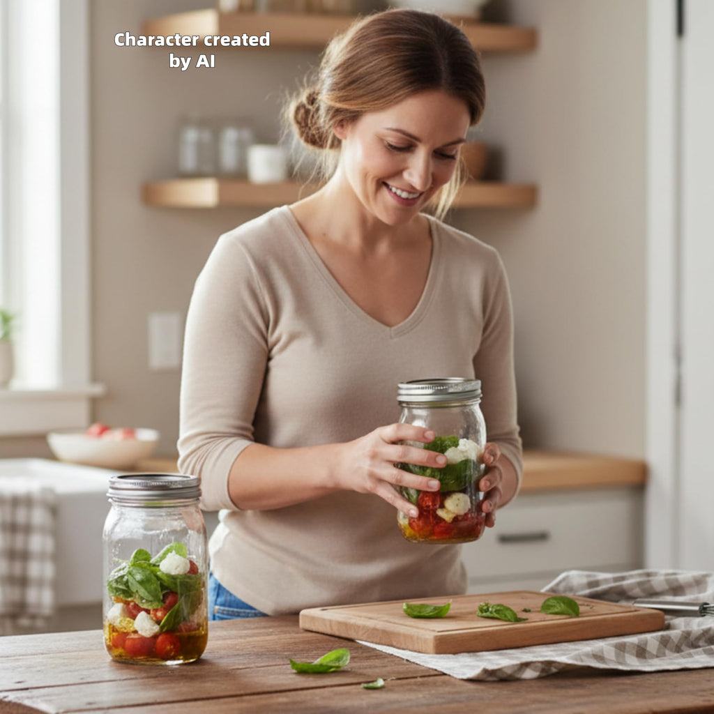 Wide Mouth Mason Jars 32 oz 12Pcs with Airtight Lids R271398