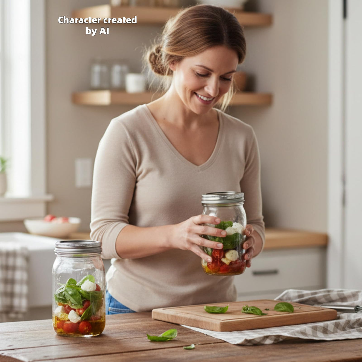 Wide Mouth Mason Jars 32 oz 12Pcs with Airtight Lids R271398