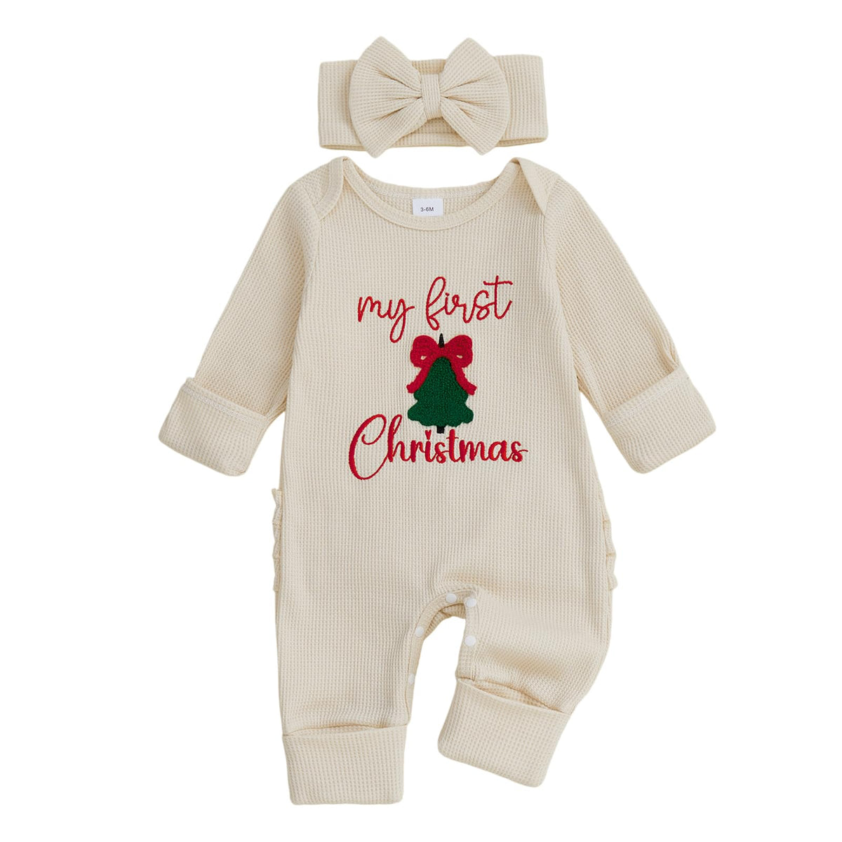 My First Christmas Baby Girl Onesie Long Sleeve Romper Headband U37064