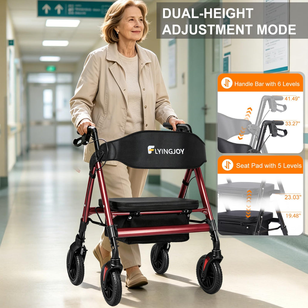 Heavy-Duty Bariatric Rollator Walker with Seat S173